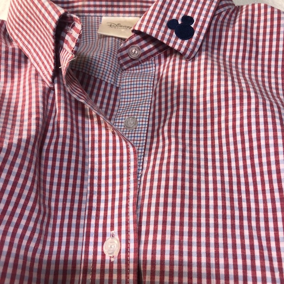 Disney Men’s Checkered short sleeve button up but looks small see measurements - Picture 2 of 13